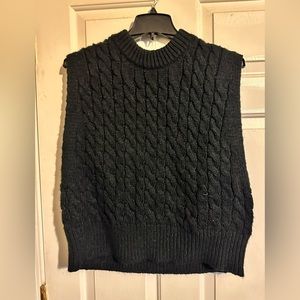 Black cable knit sweater vest